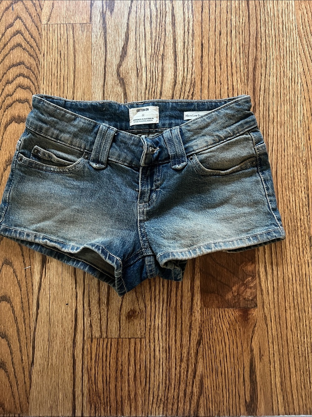 Cotton On Girls' Denim Shortie Shorts - Blue Wash
